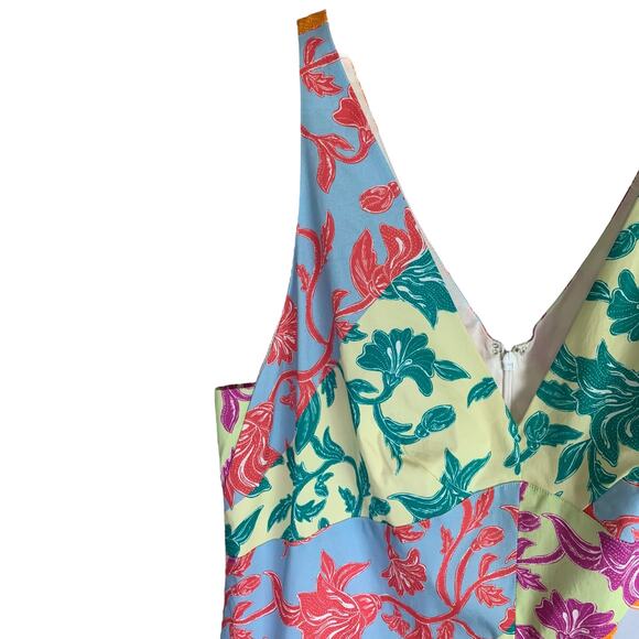 Derek Lam 10 Crosby Colette A-Line Dress Wmns 4 Multicolor Sleeveless V-Neck NWT - Picture 4 of 11